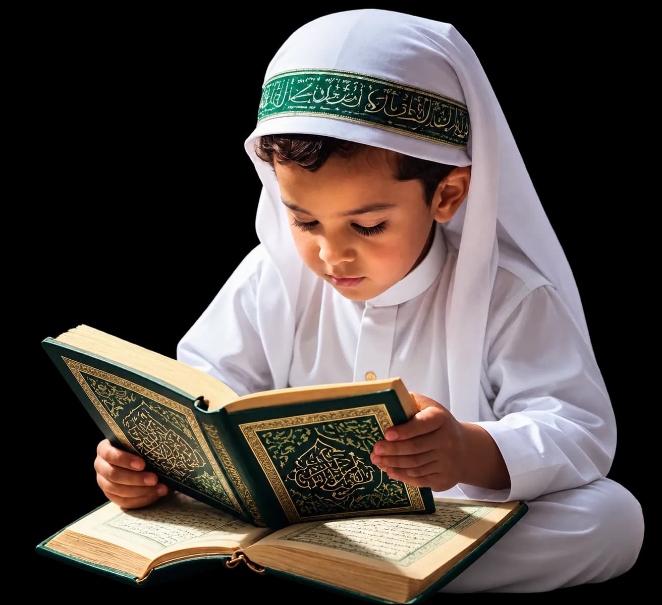 A young student reading the Qur’an